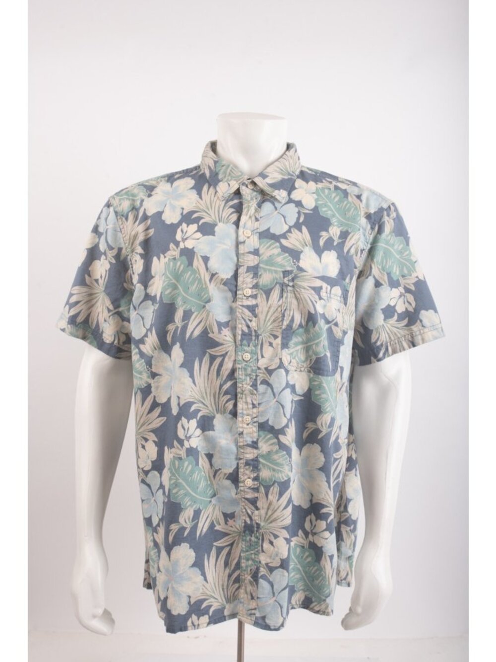 American Eagle Mens Shirt Floral Short Sleeve Button Up XXL Blue Tropical NWOT